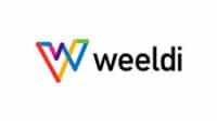 Colorful 'weeldi' logo with stylized overlapping 'W' design.