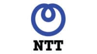 The NTT corporate logo featuring a stylized blue circular design above bold black text.