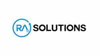 Logo of RA Solutions with blue and black text.