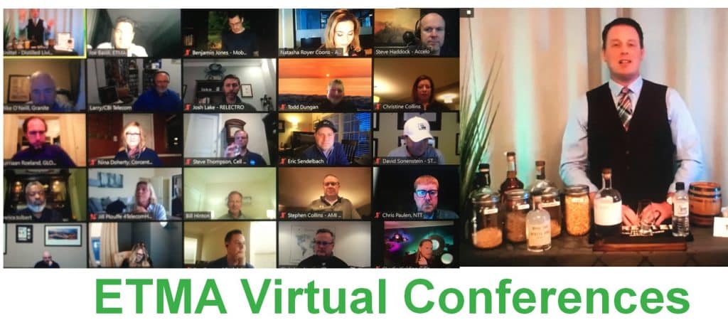 A virtual conference with multiple participants in a grid view.