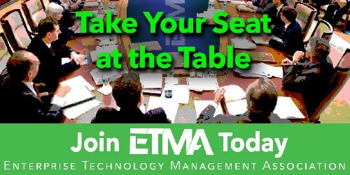Group discussion on technology management with a call to join ETMA.