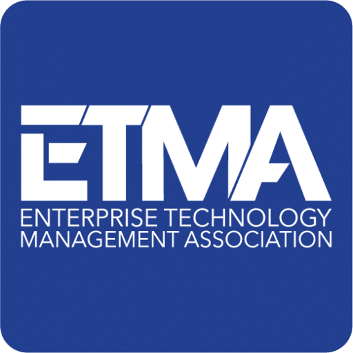 Logo of the Enterprise Technology Management Association (ETMA) in white on a blue background.