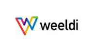 Colorful 'weeldi' logo with intertwined W design.