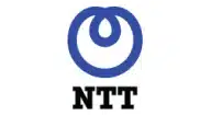Logo with a blue circular design and 'NTT' text.
